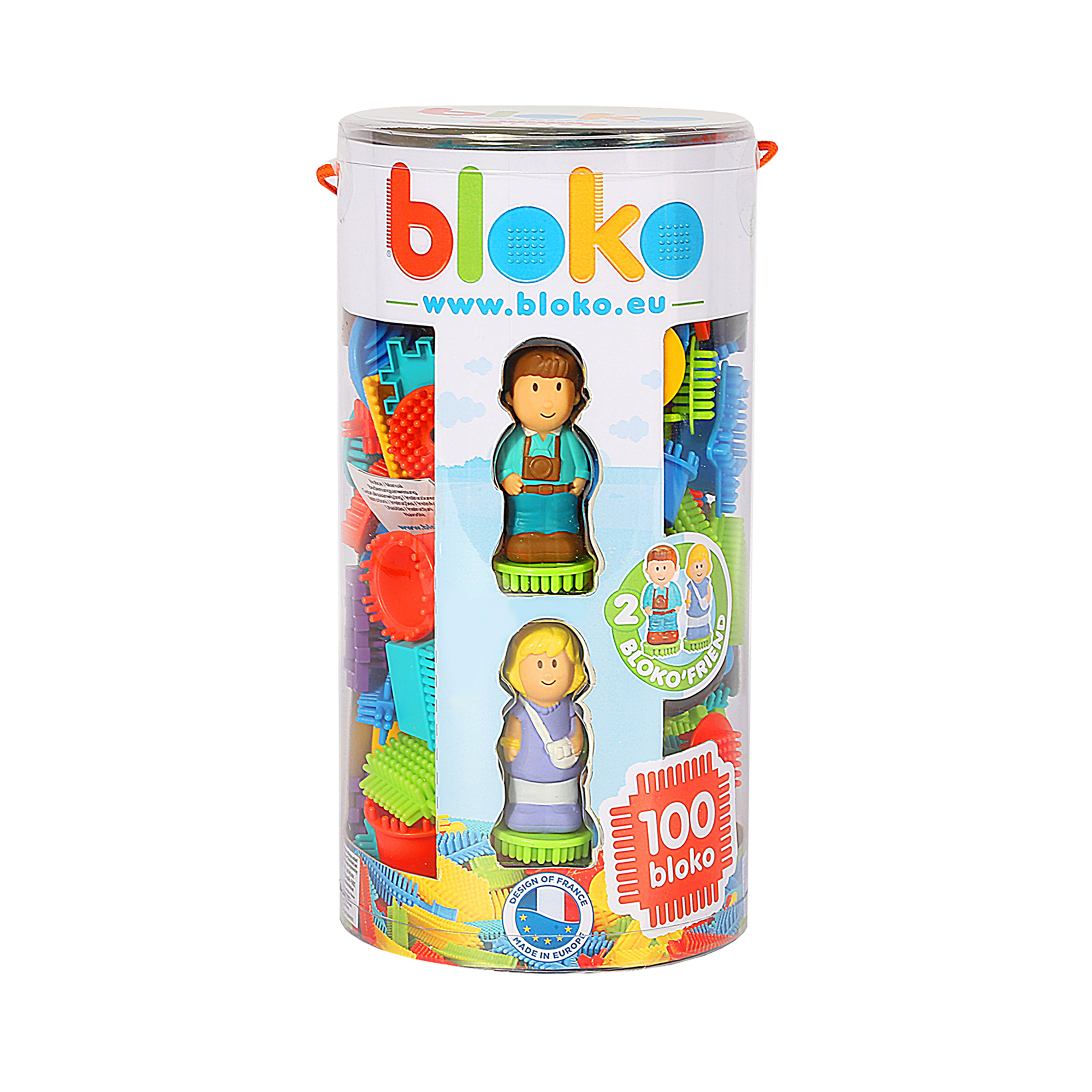 Bloko - 100 Pieces Tube with 2 Bloko 3D Figures - family