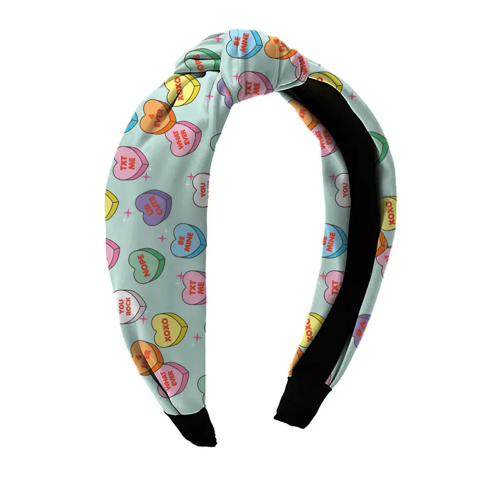 Candy Heart Knot Headband - blue