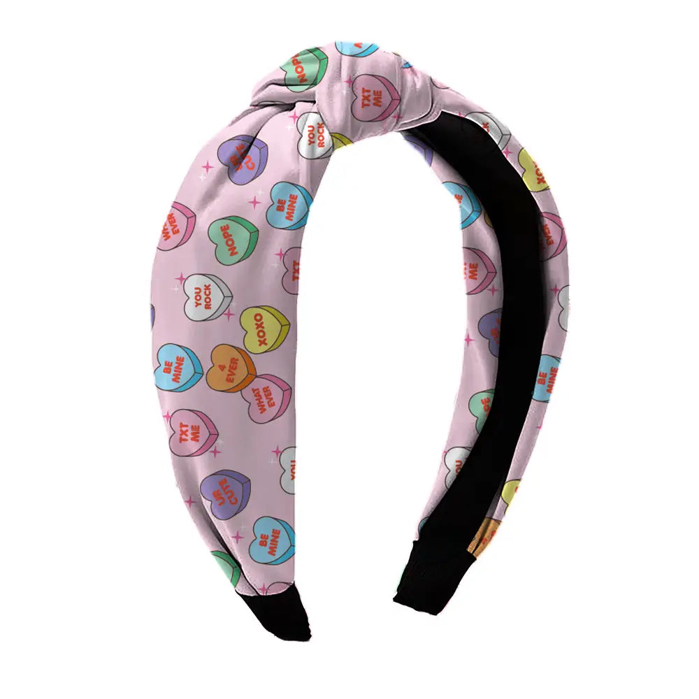 Candy Heart Knot Headband - pink