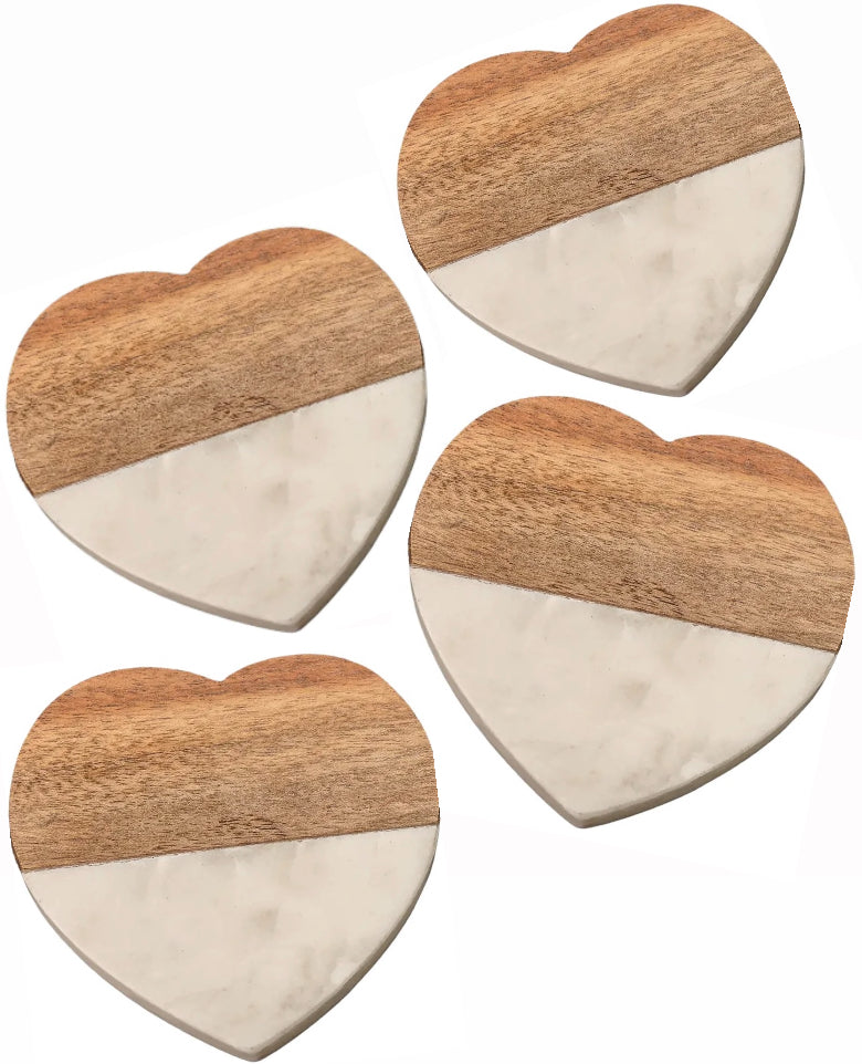 Heart Wood Coaster set