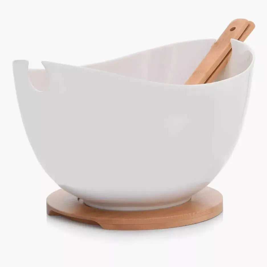 Salad Bowl with Bamboo Serving Set