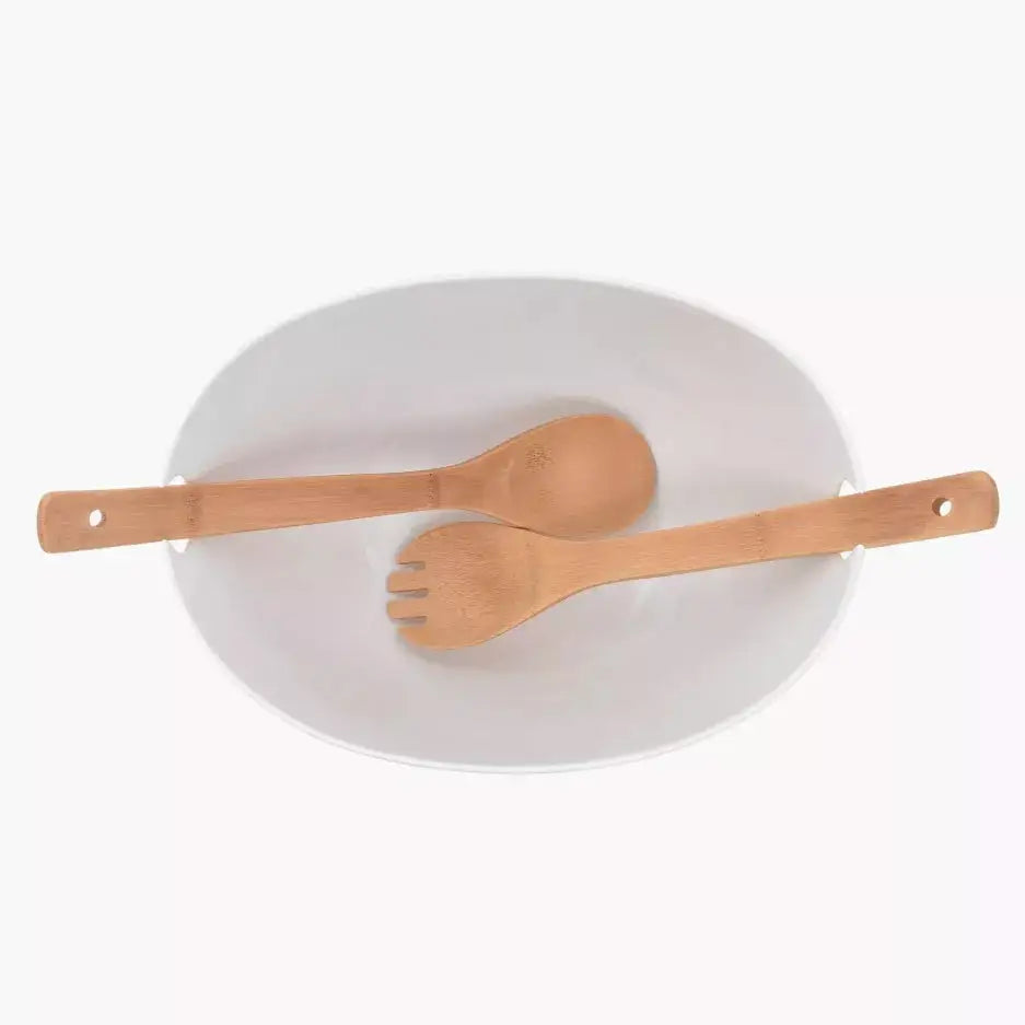 Salad Bowl with Bamboo Serving Set