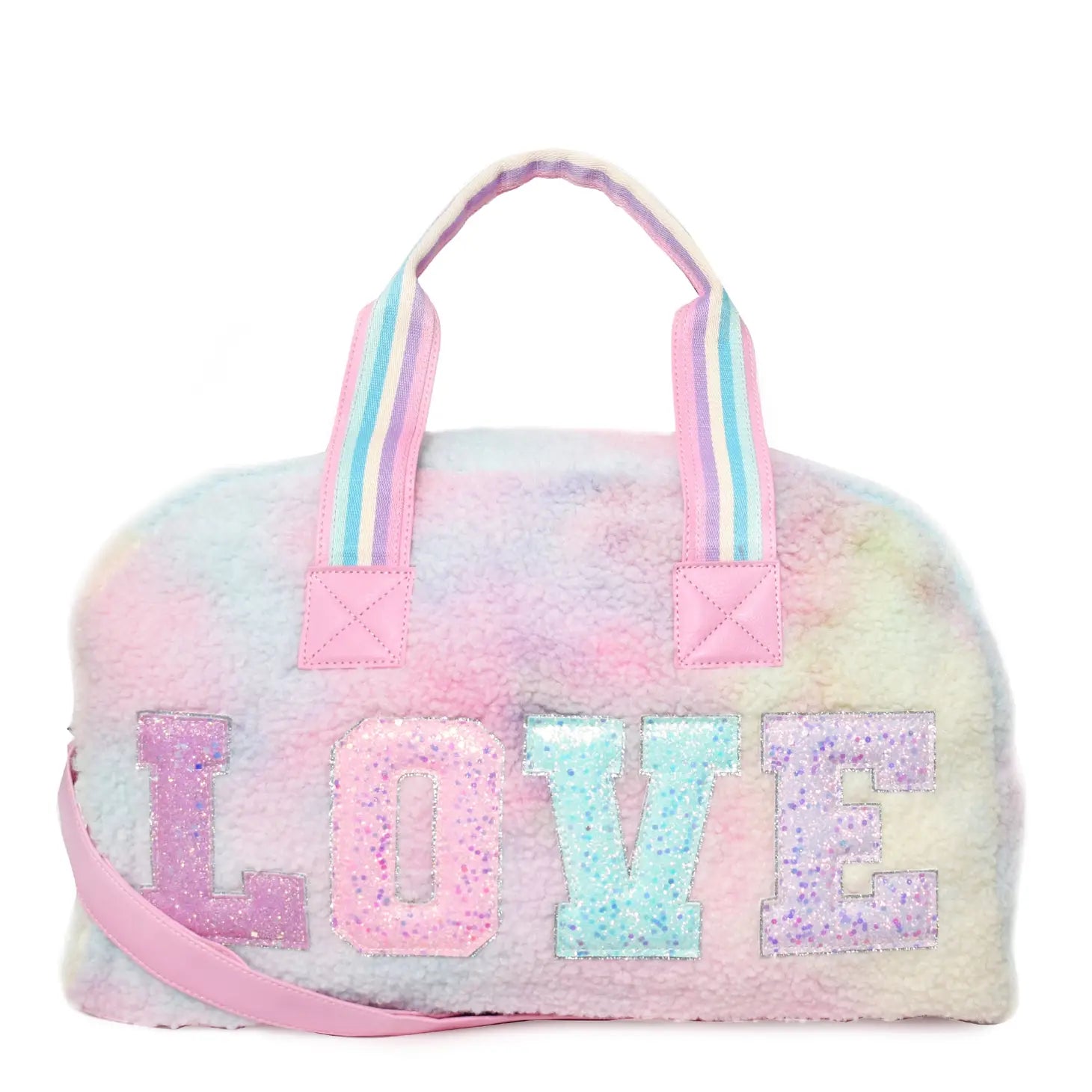 'love' Tie-Dye Sherpa Duffle Bag
