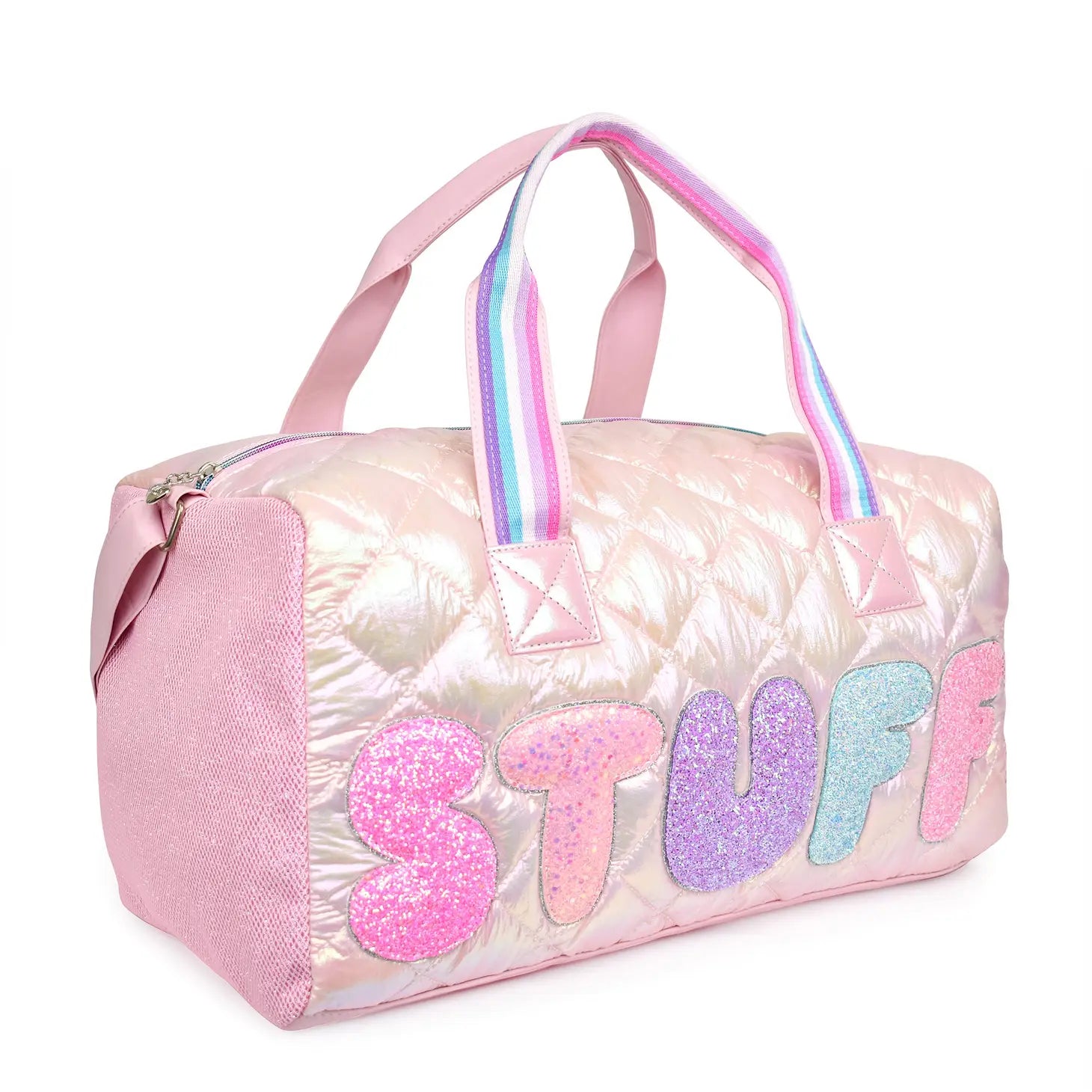 'stuff' Quilted Pink Duffle Bag