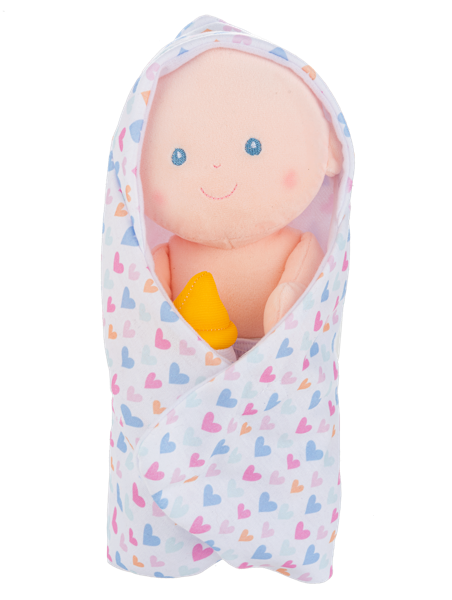 Swaddled Baby Doll with Bottle.   (3 pc. set)