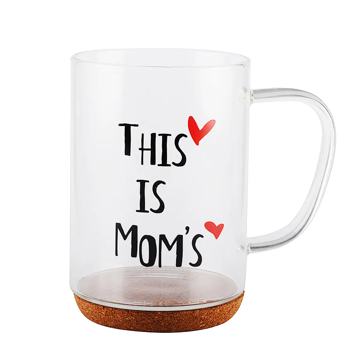 Glass Mug with Cork  "This Is Mom's "