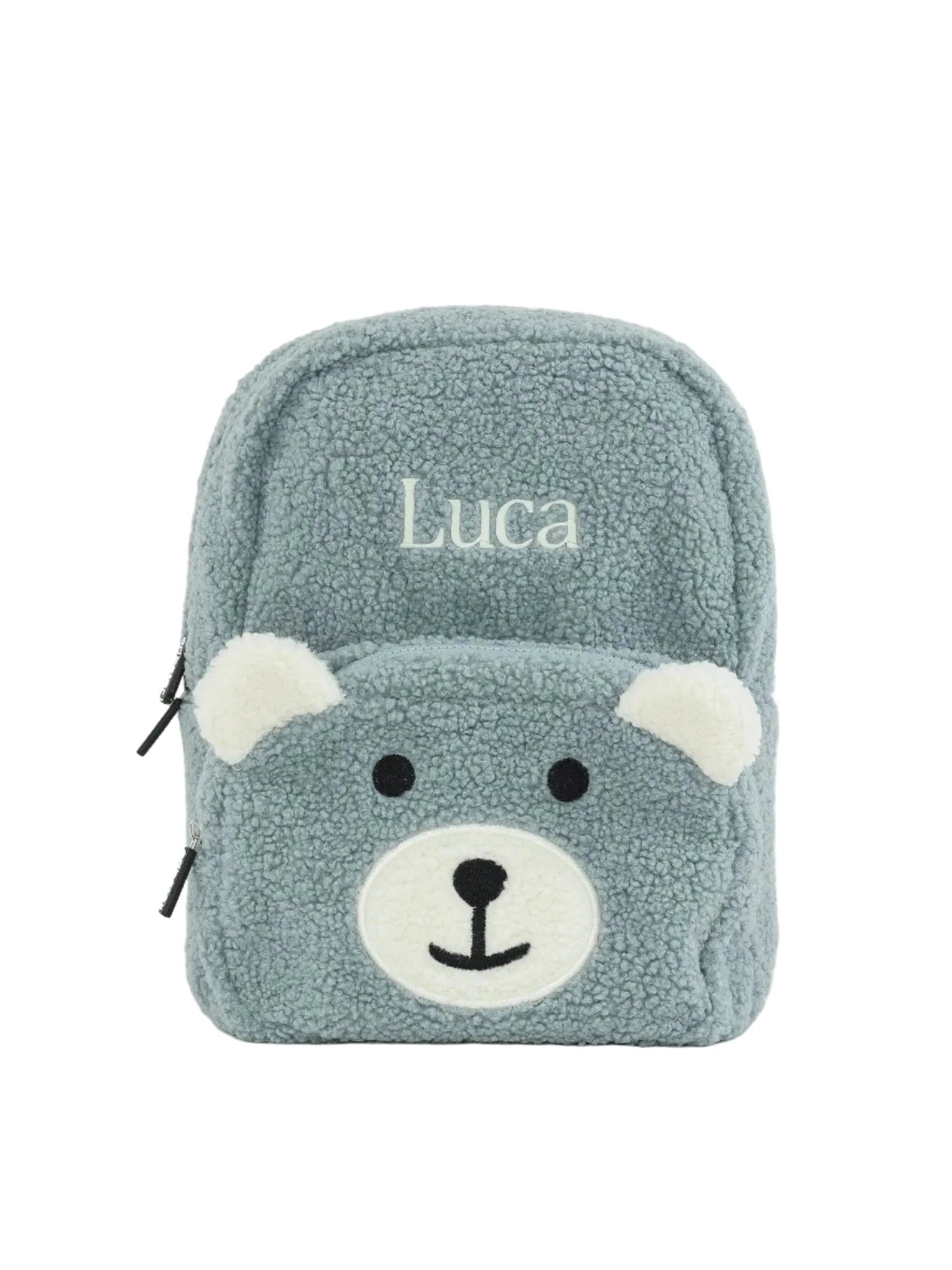 Personalized Fluffy Teddy Kids Backpack - DUSTY BLUE