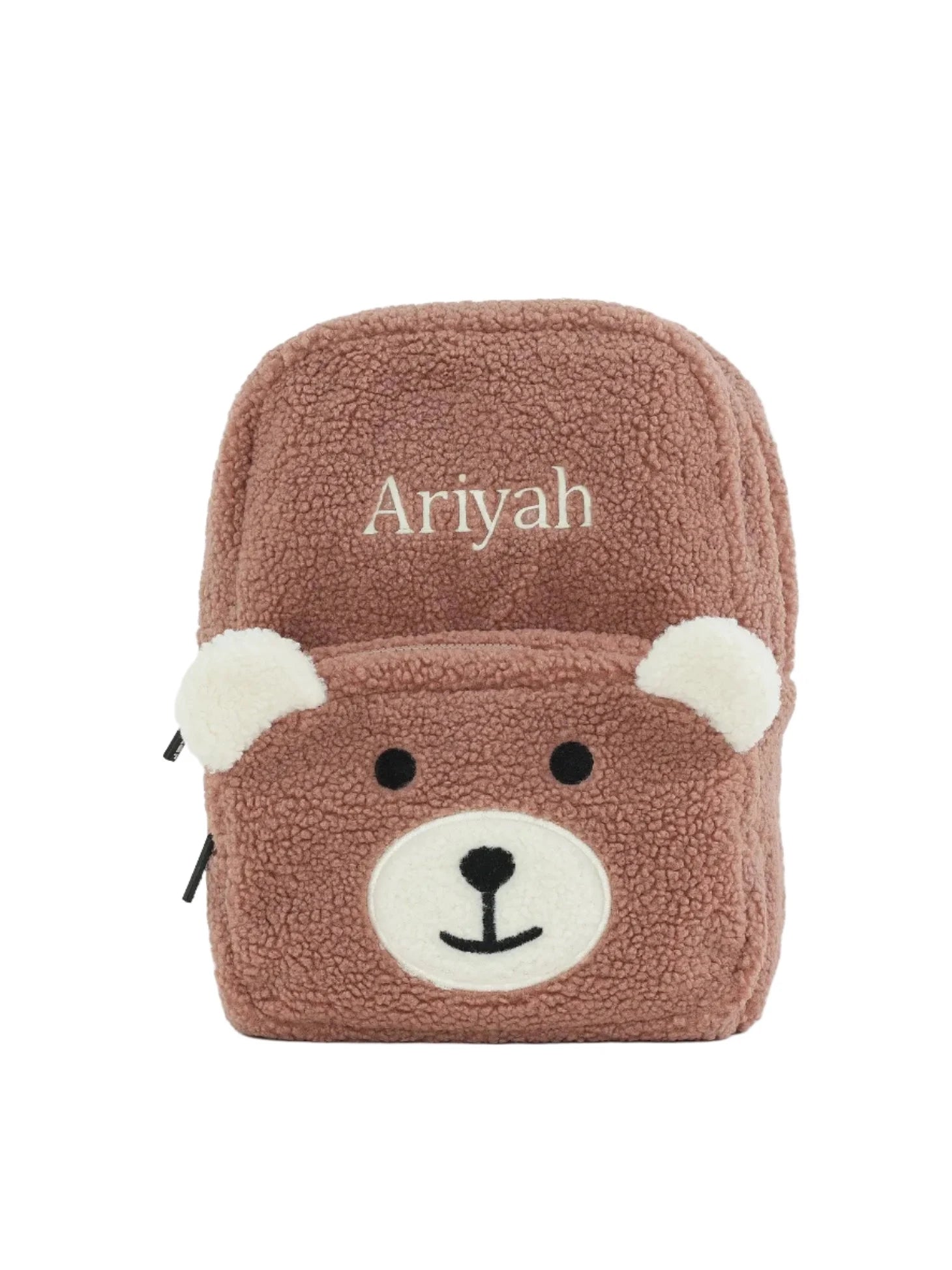 Personalized Fluffy Teddy Kids Backpack - Dusty Pink