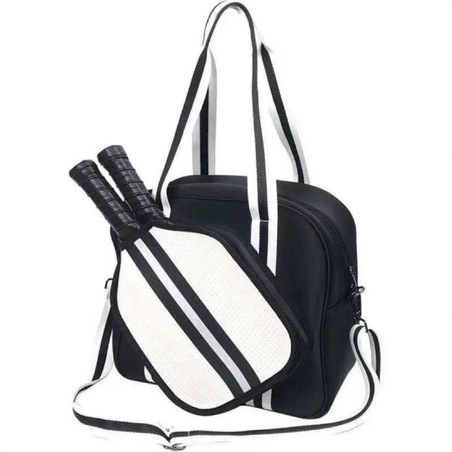 Puffer Pickleball Tote, Neoprene Black and White