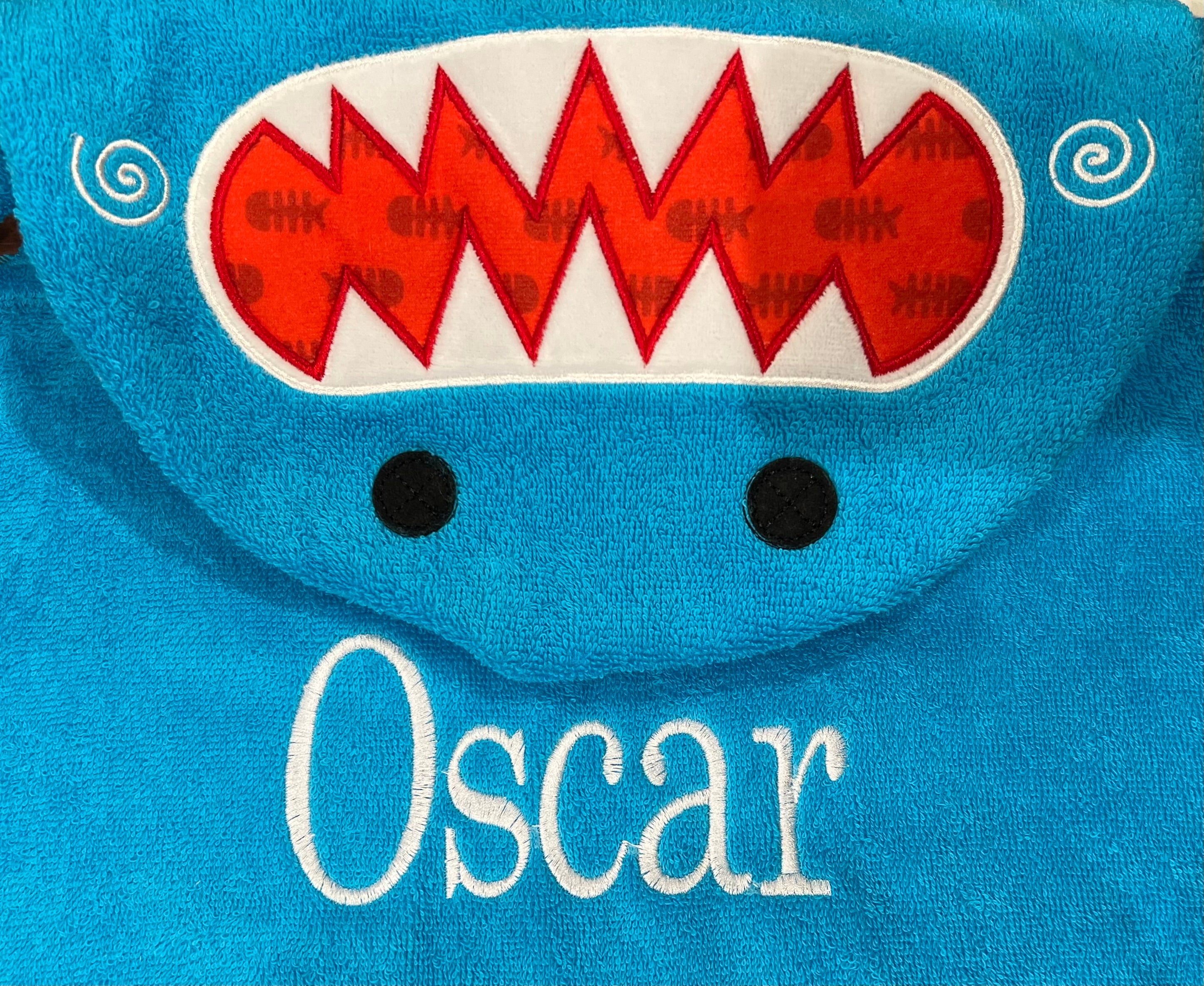 Personalized Kids Plush Terry Hooded Bath Towel - Shark