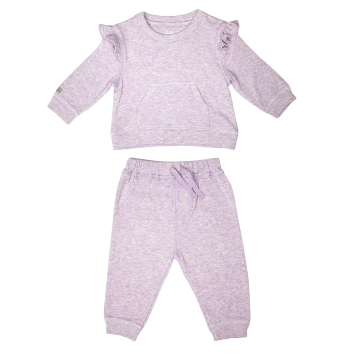 Baby Two-Piece Jogger Set - Lavender Fleck