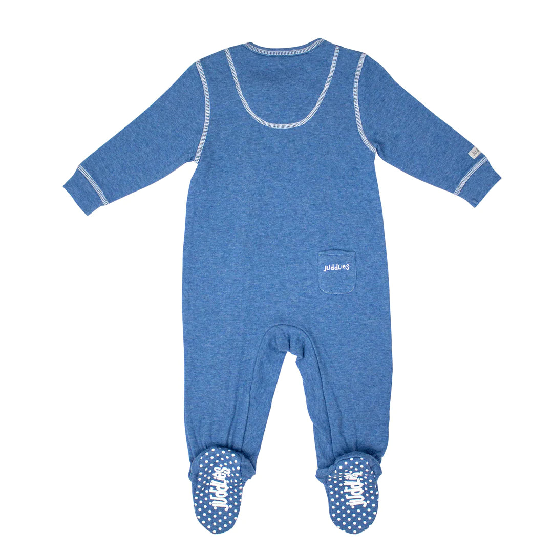Baby Footed Two-Way Zipper Sleeper - Denim Fleck