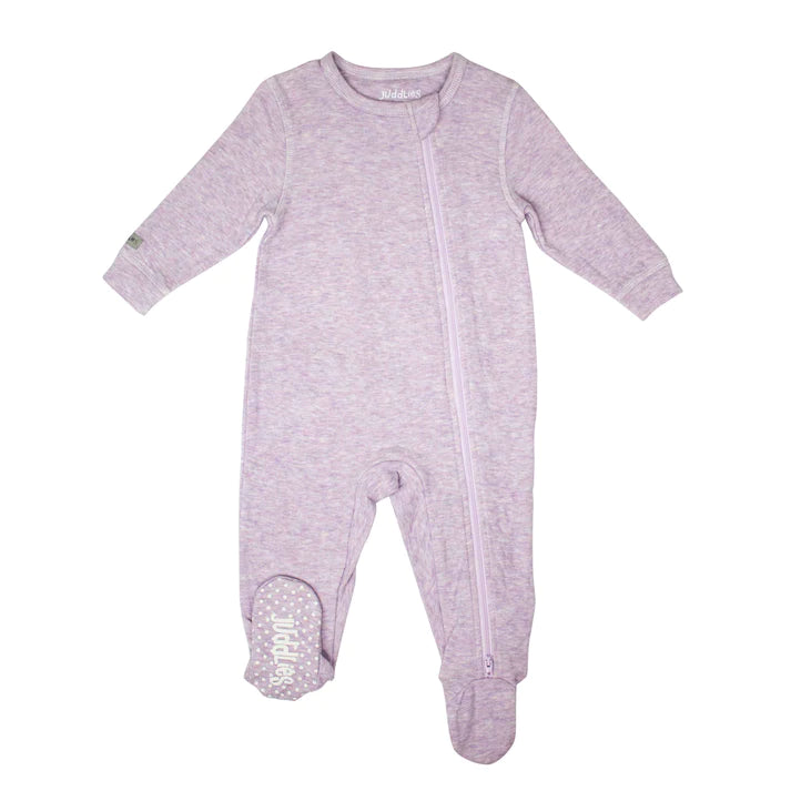 Baby footed Two-Way Zipper Sleeper - Lavender Fleck