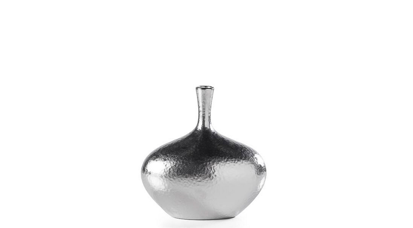 Silver Dimpled Ceramic vase - wide