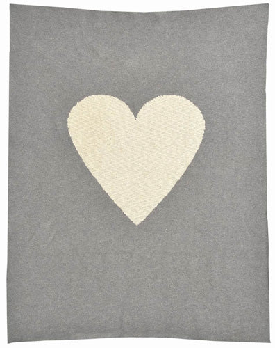 Personalized Blanket - Grey With Cream Heart