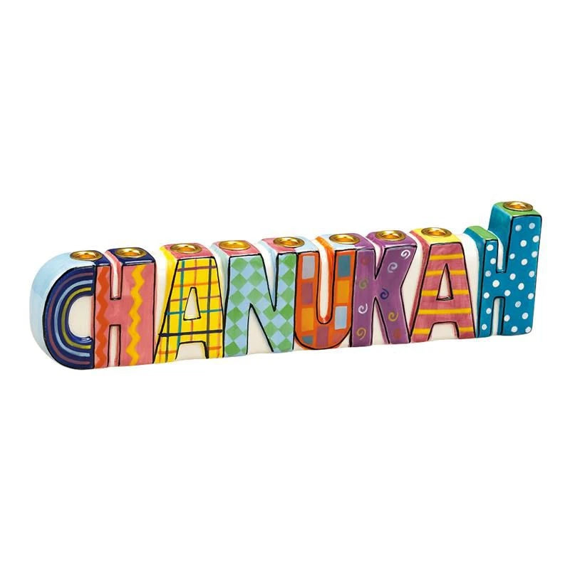 CHANUKAH Hand Painted Ceramic Menorah