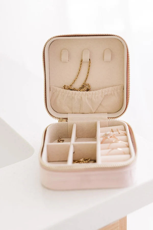Mini Velvet Jewelry Case - Blush Pink RTS
