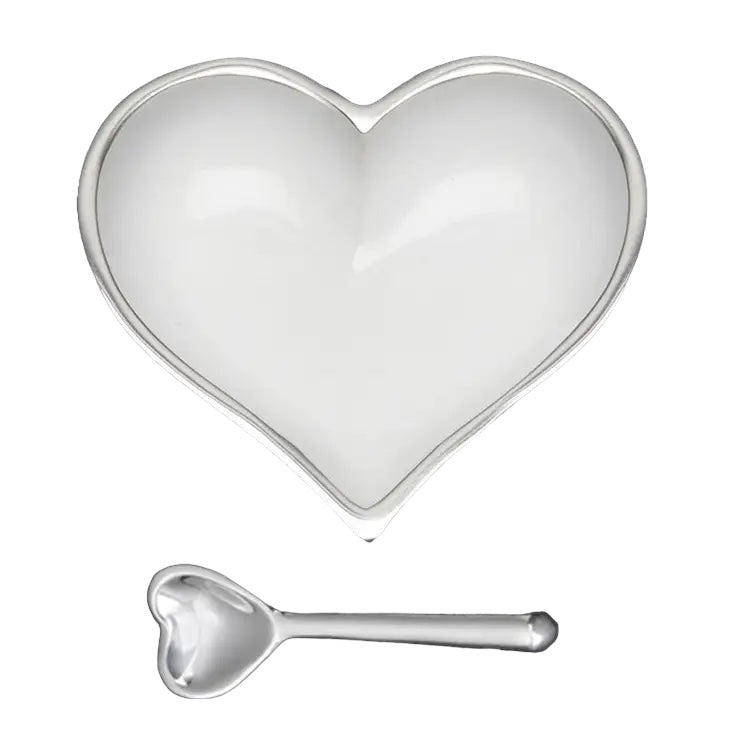 Heart BOWL w/ Heart Spoon -Shiny White