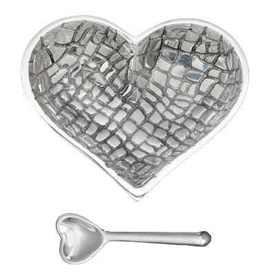 Croco Silver Heart BOWL W/ Heart Spoon