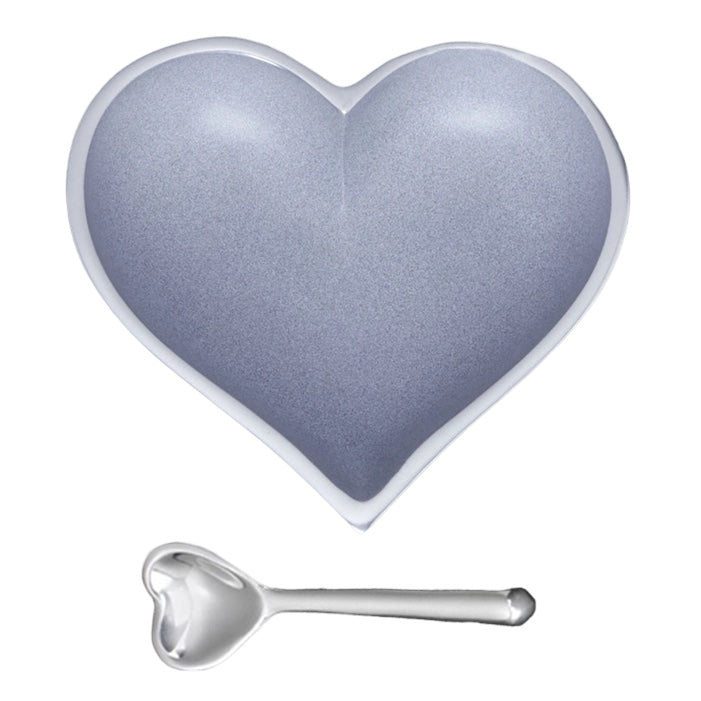 Heart BOWL w/ Heart Spoon- DOVE GRAY