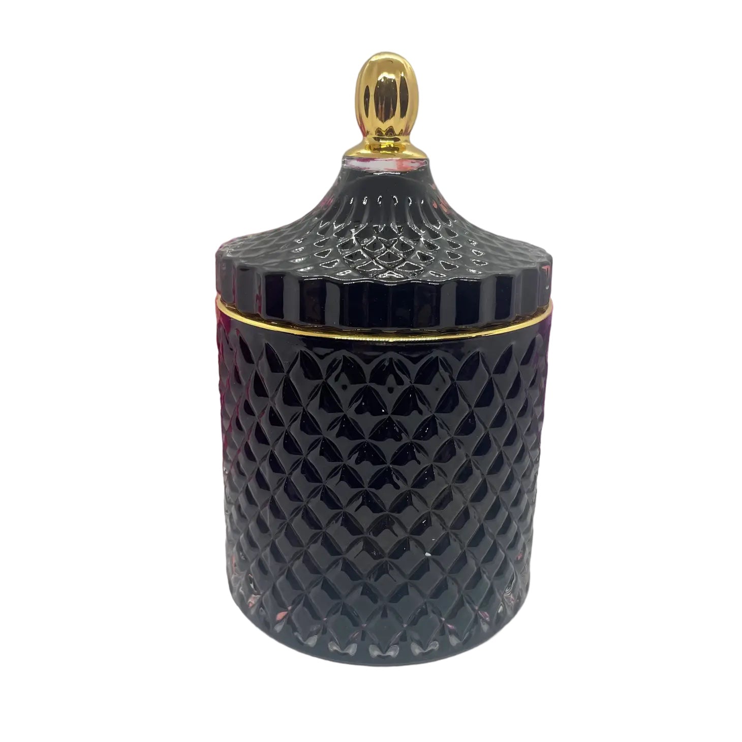 Large Soy Candle - Geo Diamond Black with Gold Accents, Cardigan