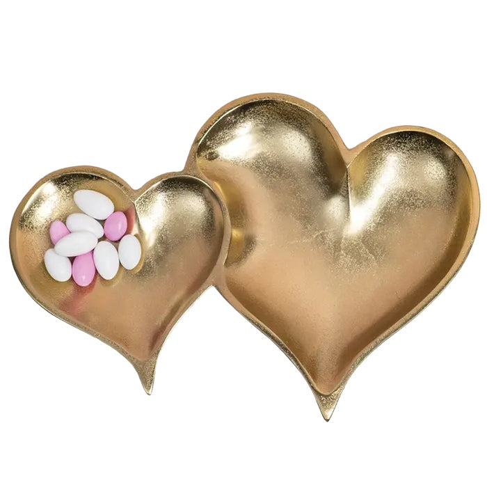 Heart Tray Gilded Textured Gold 2-Section