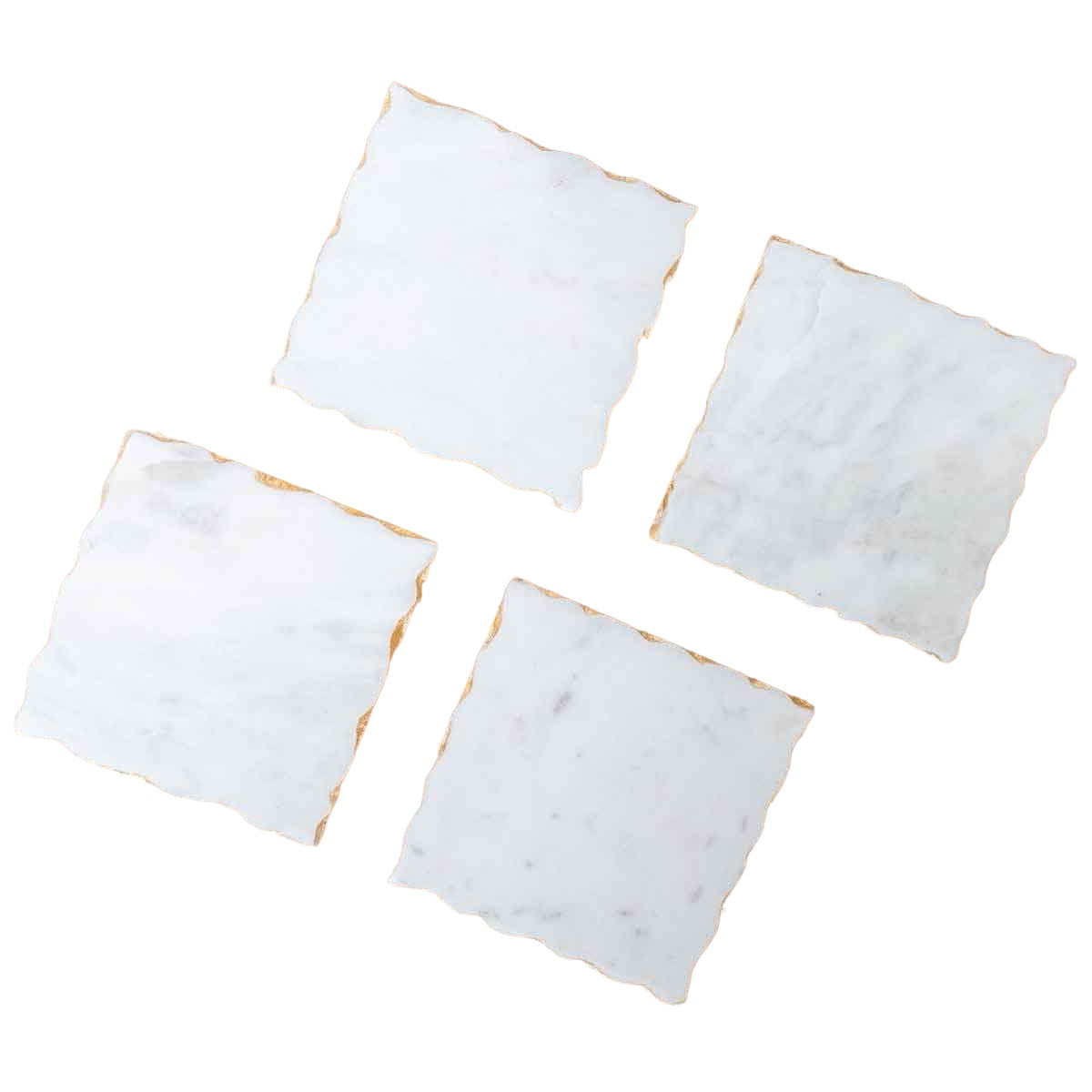 Square Marble Coasters White/Gold - set of 4