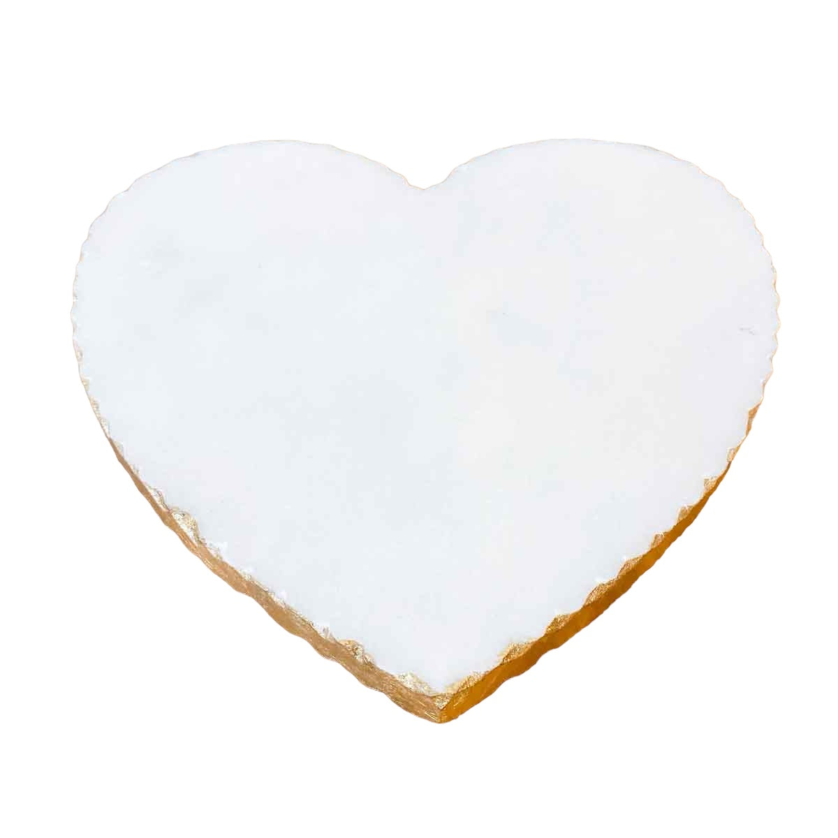Heart Shaped Marble Serving Board White/Gold