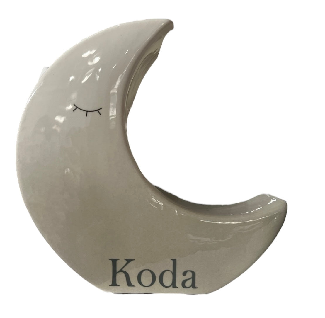 Personalized Bank Ceramic - Grey Ombre Moon