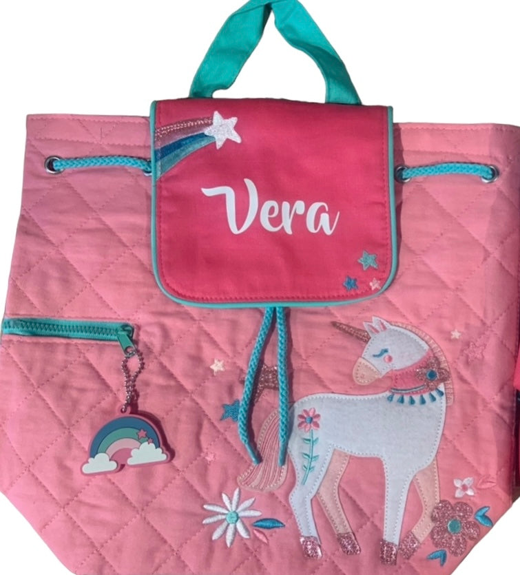 Personalized Quilted Backpack - Pink Unicorn