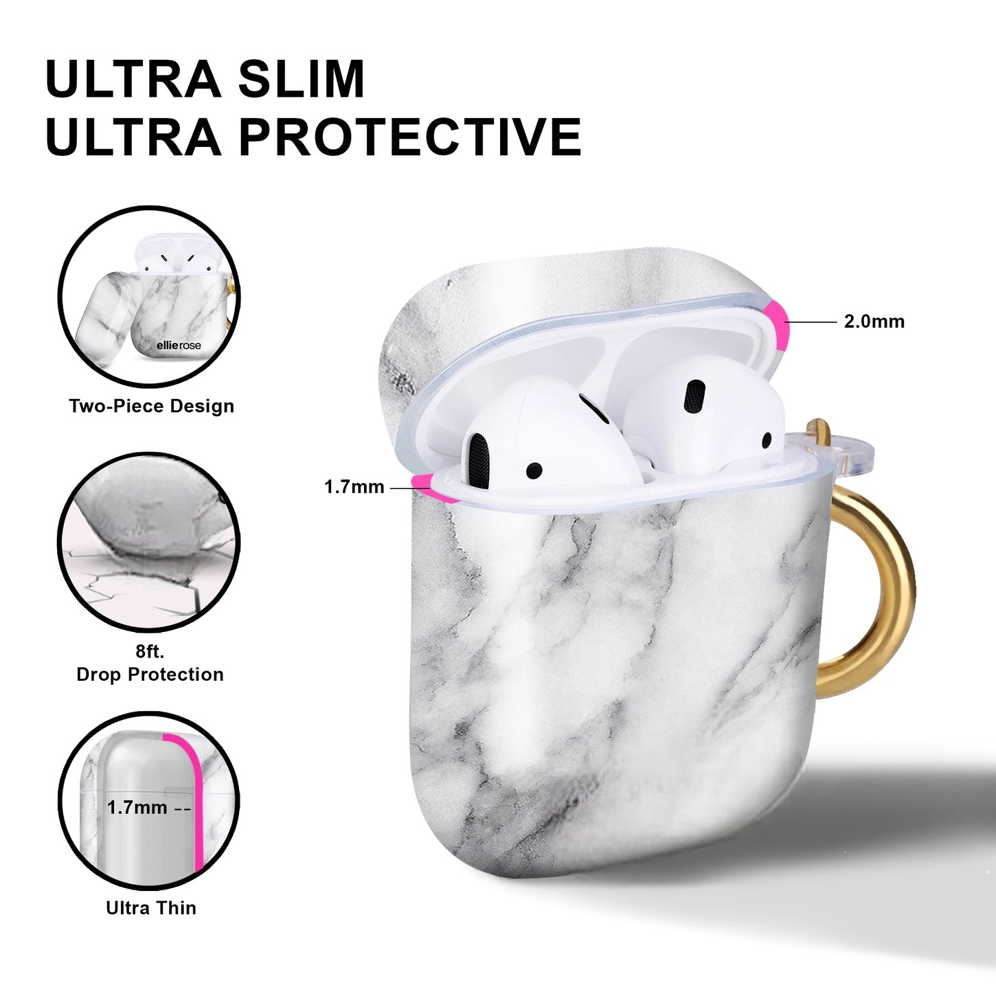 AirPods case - white marble