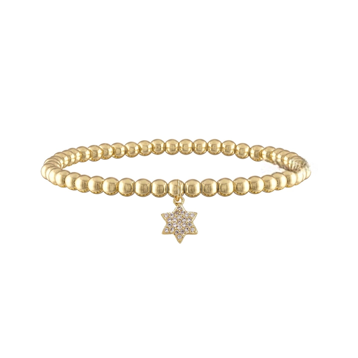 Gold Star of David big beaded bracelet