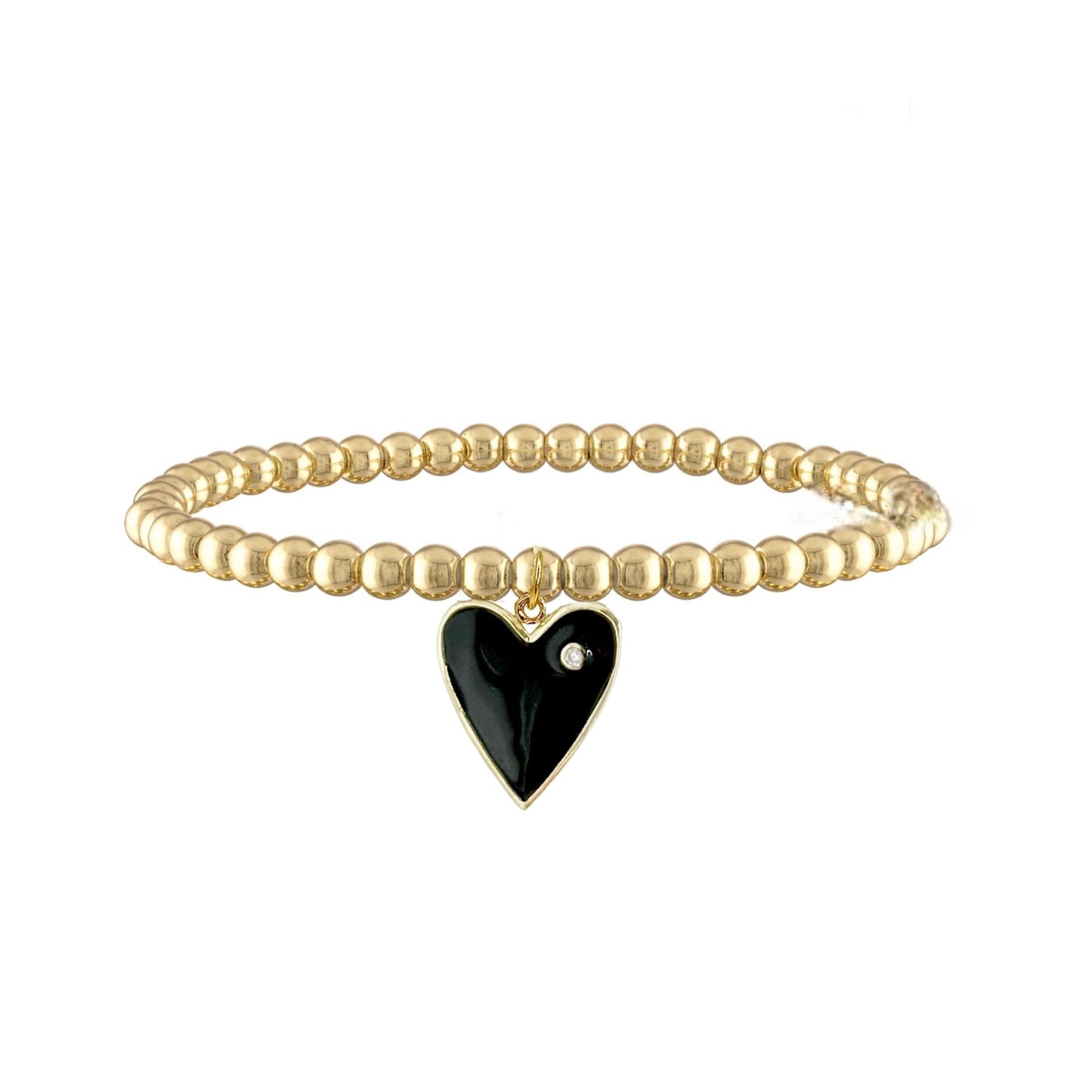 Large Black enamel heart Bracelet