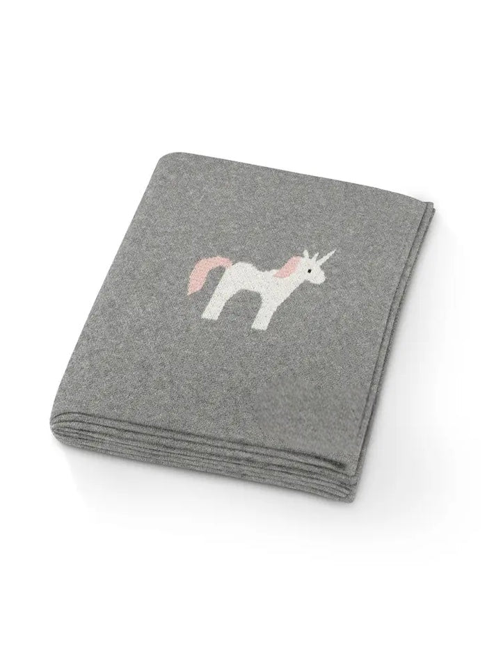 Couverture personnalisée - Coton 100% Luxe - Licorne Grise 