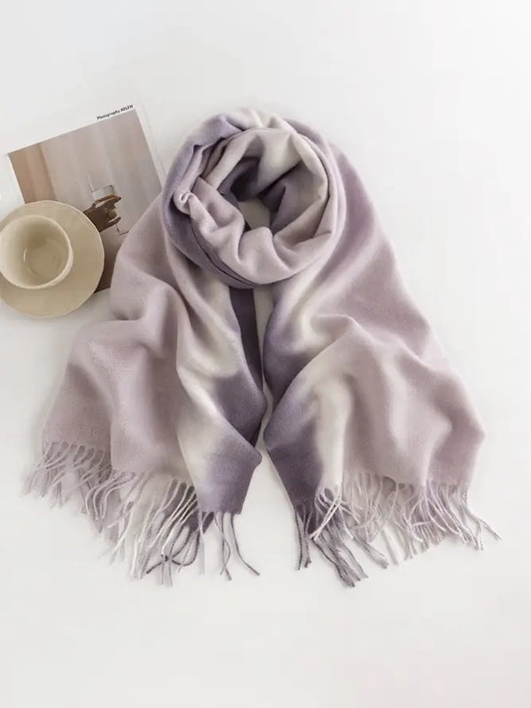 Gradient Color Fringe Scarf, Purple