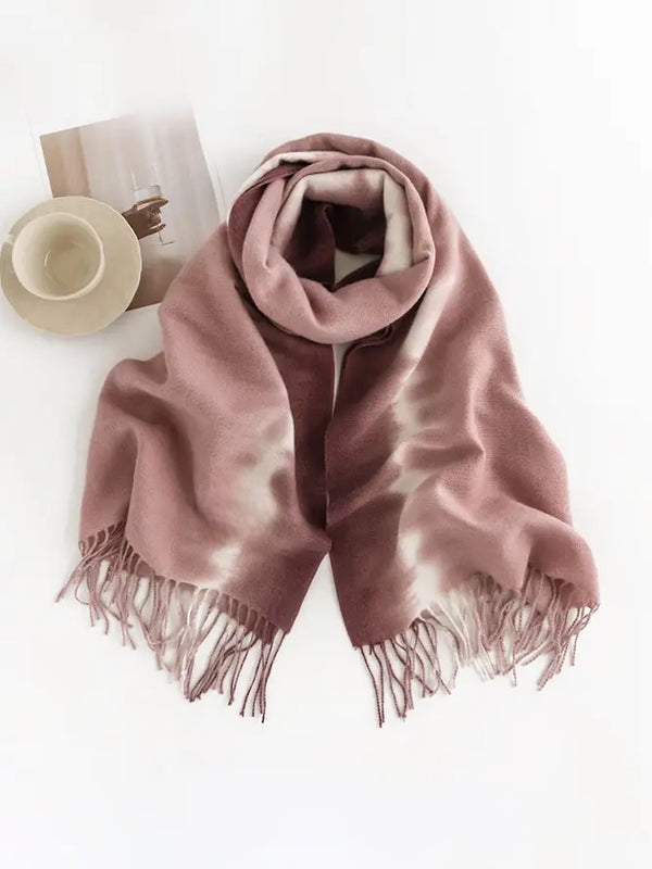 Gradient Color Fringe Scarf, Pink