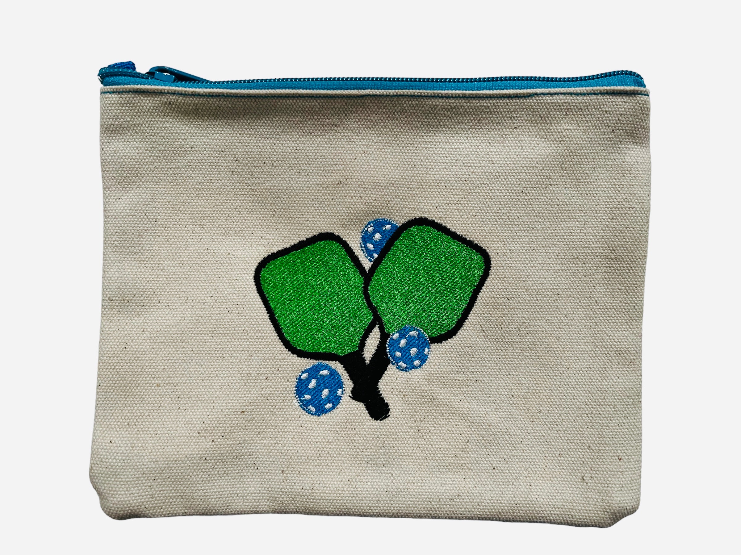 Pickleball Canvas Pouch - with 2 Green Paddles