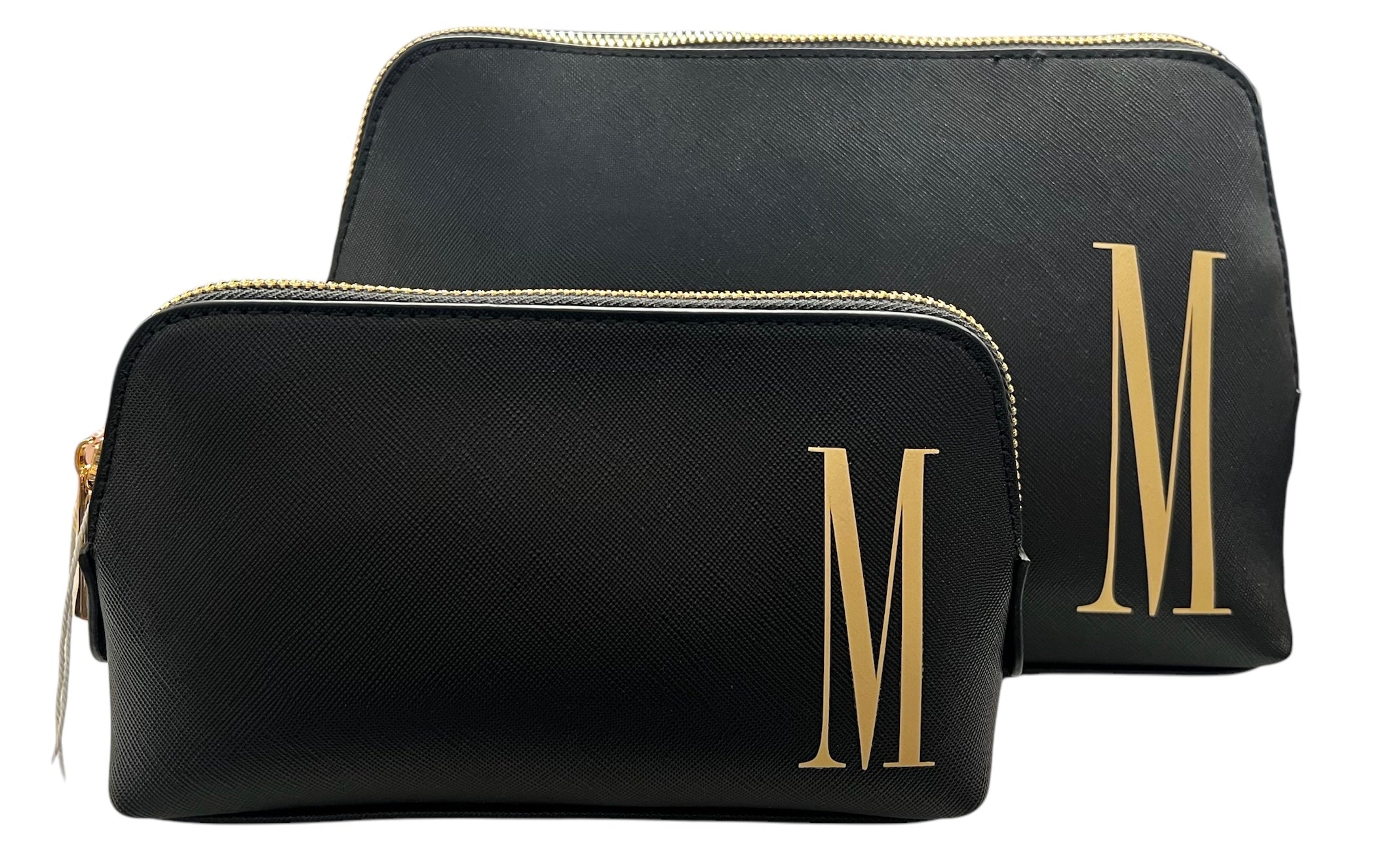 Initialed Large Cosmetic Bag  -Black