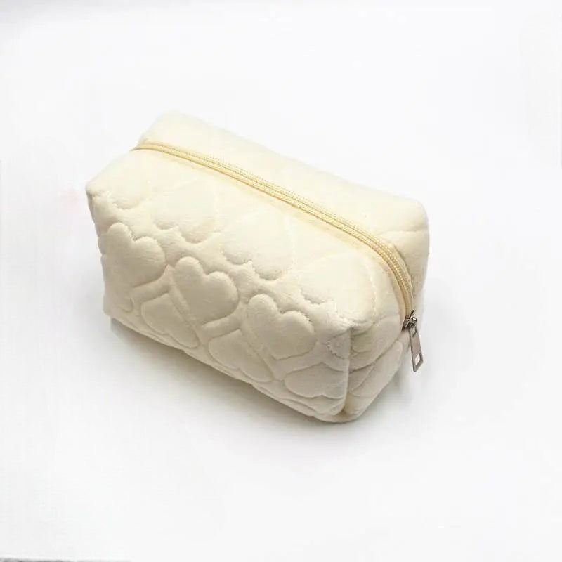 Quilted Hearts Cosmetic Bag, Cream