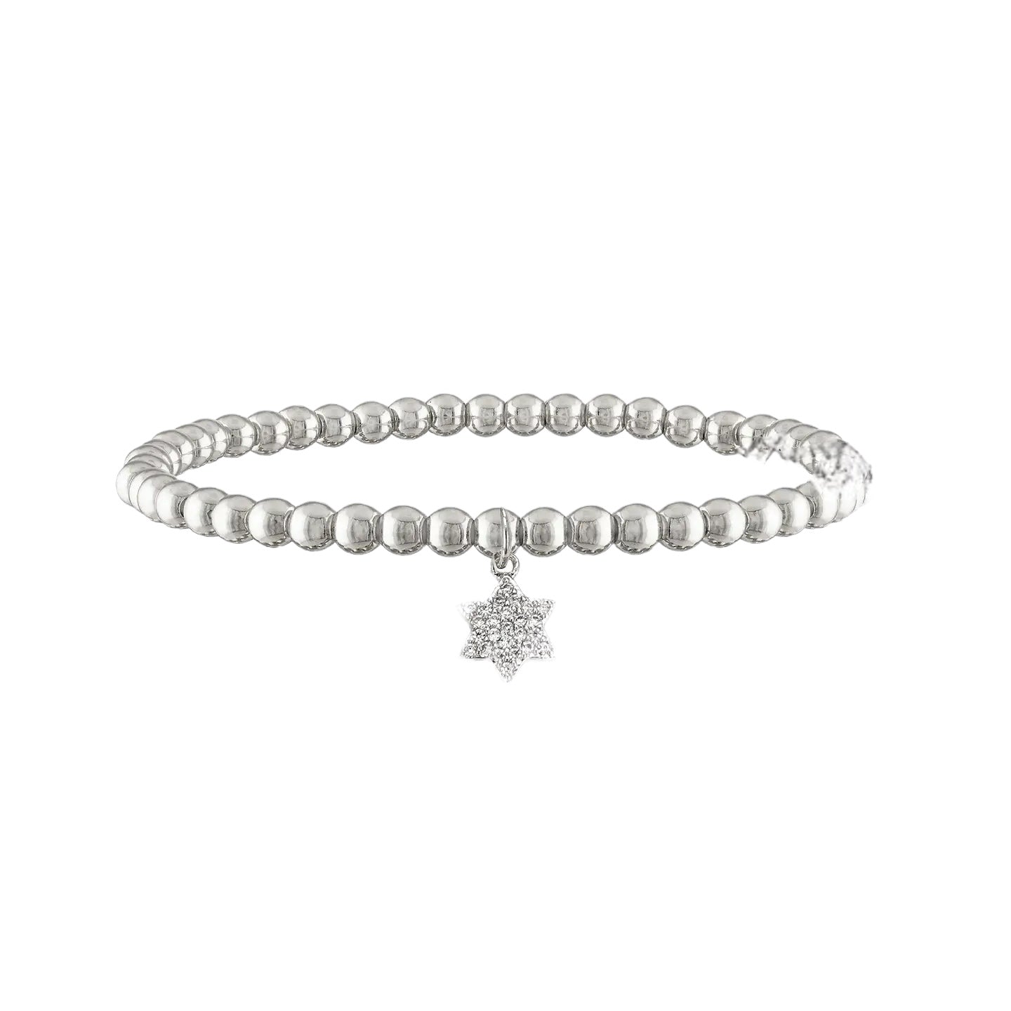 Silver Star of David big beaded bracelet