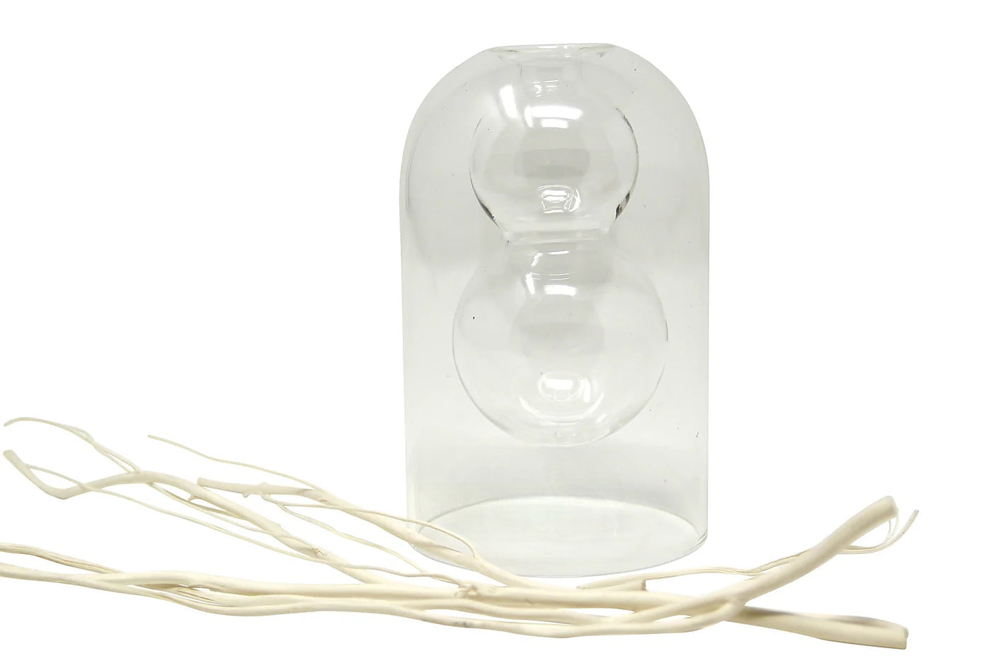 Clear Reed Diffuser With White Circular Inlay - Lily Of The Valley Scent