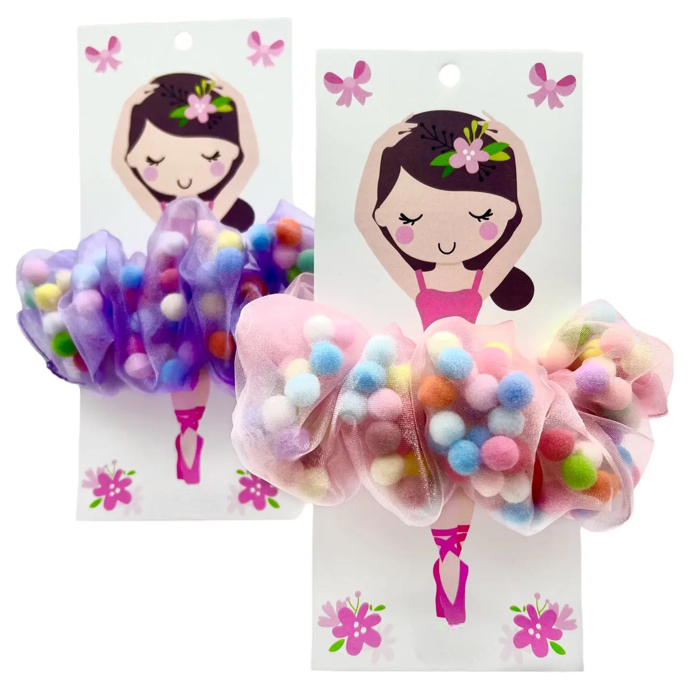 Ballerina Pom Pom Scrunchies