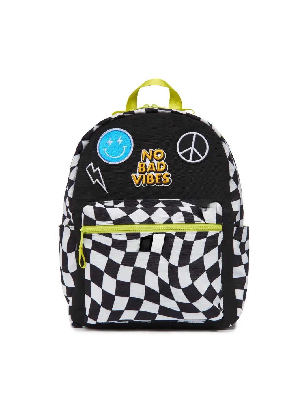 Checkered Kids Backpack with patches