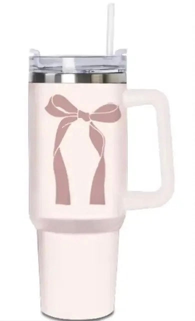 Bow Drink 40oz Tumbler Light Pink