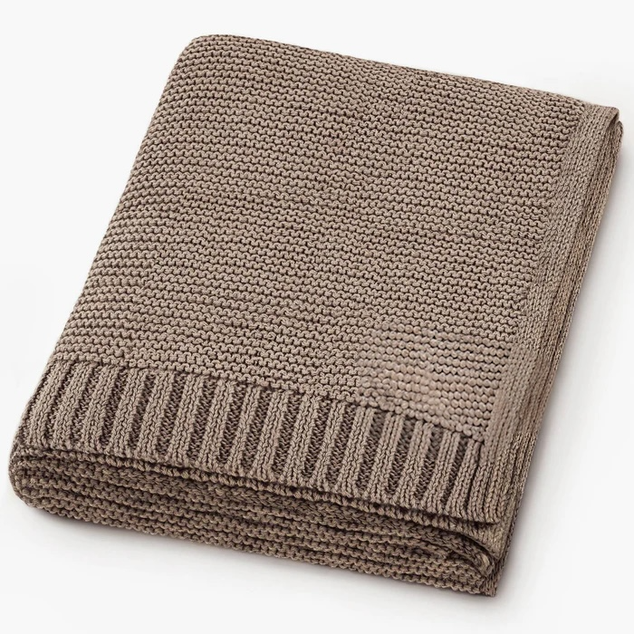 Heritage Knit 100% Organic Cotton Baby Blanket - mocha