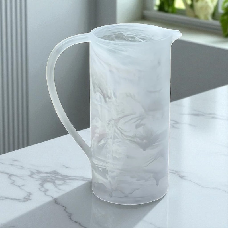 Resin white swirl pitcher