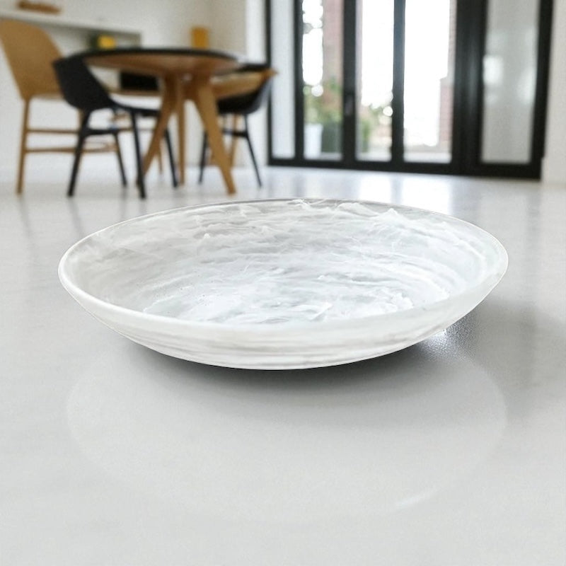 Resin white swirl serving bowl - large