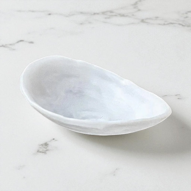 Resin white swirl serving platter - small