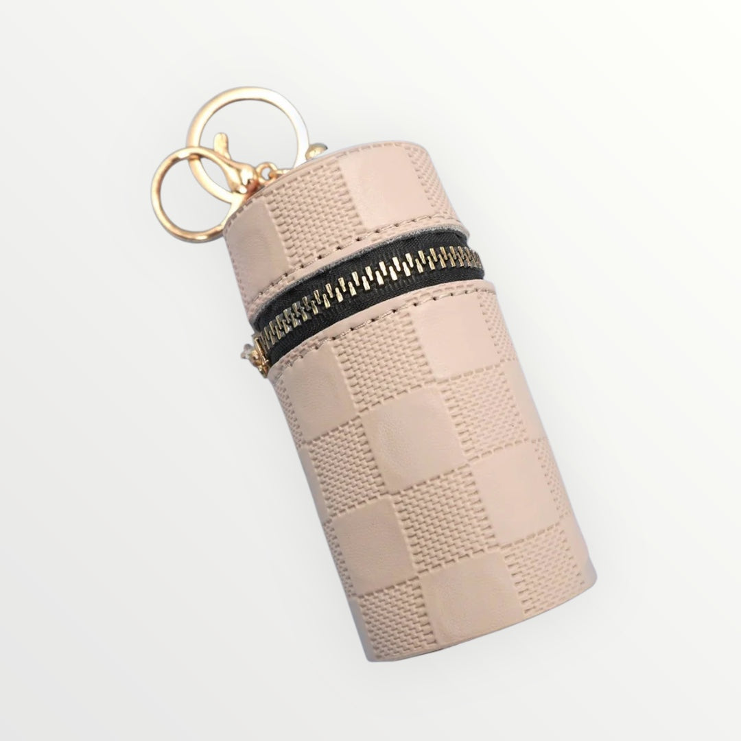 VEGAN LIPstick BAG charm/KEYCHAIN - Tan