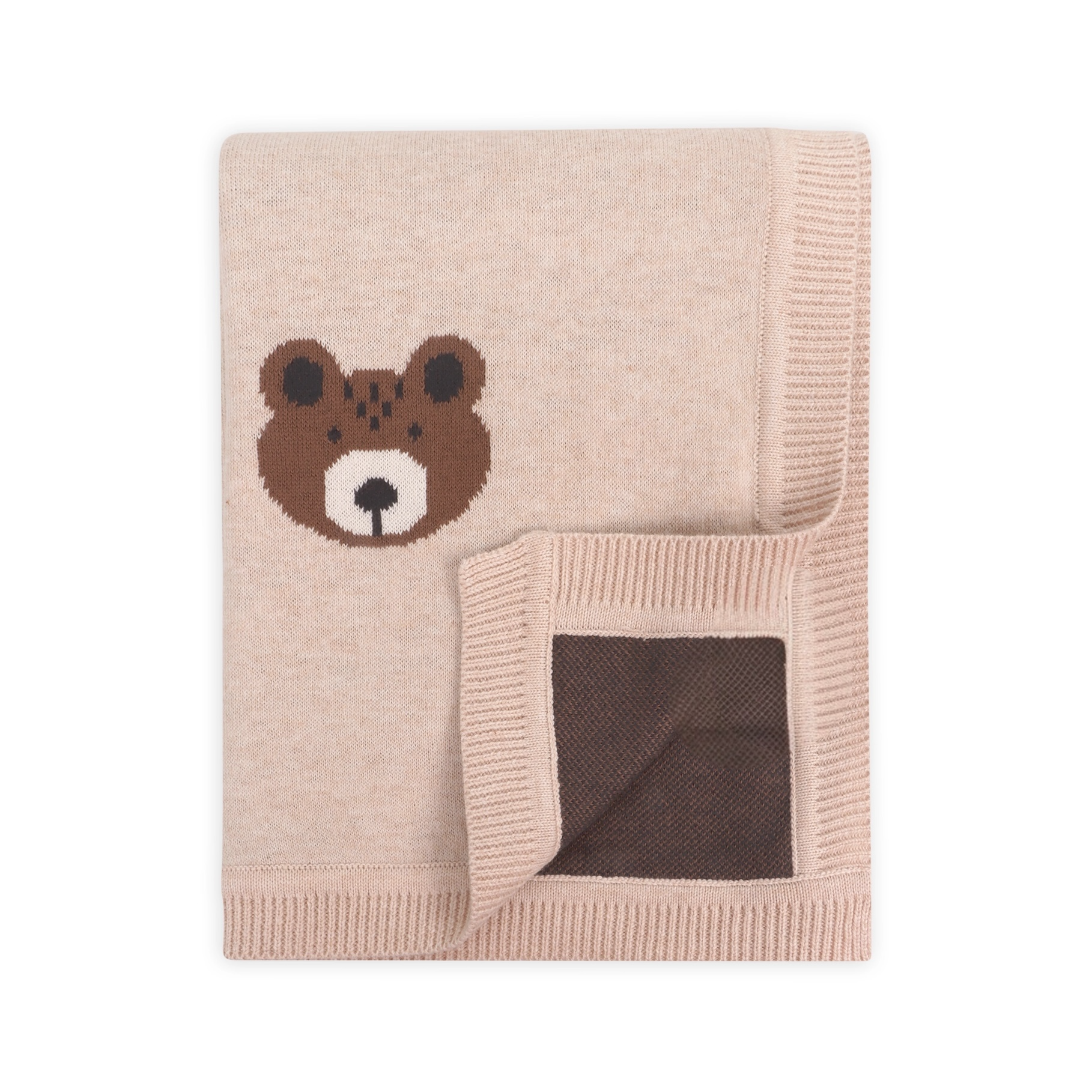 Personalized brown bear - Organic Cotton Baby Blanket
